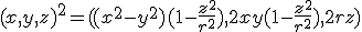 (x, y, z)^2 = ((x^2 - y^2)(1-\frac{z^2}{r^2}), 2xy(1-\frac{z^2}{r^2}), 2rz)