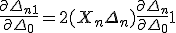 \frac{\partial\Delta_{n+1}}{\partial\Delta_0}=2 (X_n + \Delta_n) \frac{\partial\Delta_n}{\partial\Delta_0} + 1 