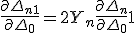 \frac{\partial\Delta_{n+1}}{\partial\Delta_0}=2 Y_n \frac{\partial\Delta_n}{\partial\Delta_0} + 1 