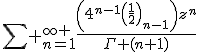 \sum _{n=1}^{\infty }\frac{\left(4^{n-1}\left(\frac{1}{2}\right)_{n-1}\right)z^n}{\Gamma (n+1)}