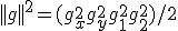 ||g||^2 = (g_x^2+g_y^2 + g_1^2 + g_2^2)/2