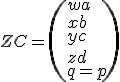 Z+C = \left(w+a\\ x+b\\ y+c\\ z+d \\q = p\right)
