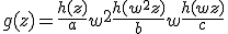 g(z) = \frac{h(z)}{a} + w^2\frac{h(w^2z)}{b} + w\frac{h(wz)}{c}