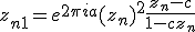 z_{n+1}=e^{2\pi i a}(z_n)^2\frac{z_n - c}{1 - cz_n}